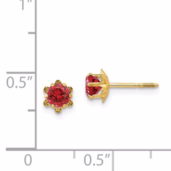14k Ruby Screwback Earrings - Picture 3 of 3